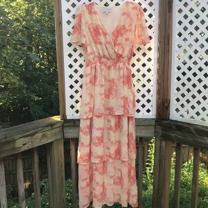 HAYDEN peach and cream tie-dye maxi dress